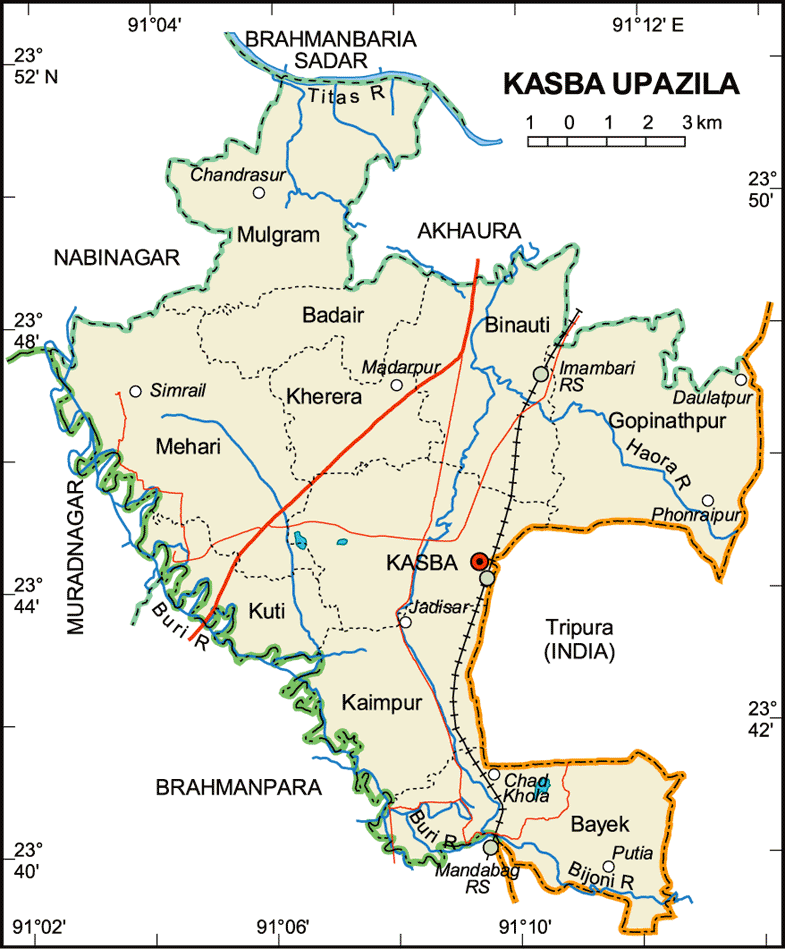 Kasba Upazila Map Brahmanbaria District Bangladesh