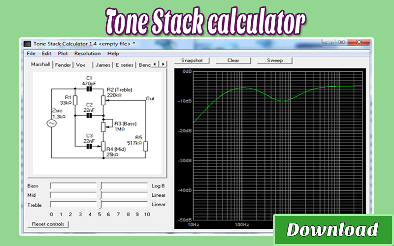 Tone download. Tone Stack. Tone Stack calculator 1.3 расчет. Графический эмулятор. James Tone Stack + т- фильтр средних частот.