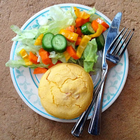 Healthy Ham and Cheese Cornbread Bakes with Salad