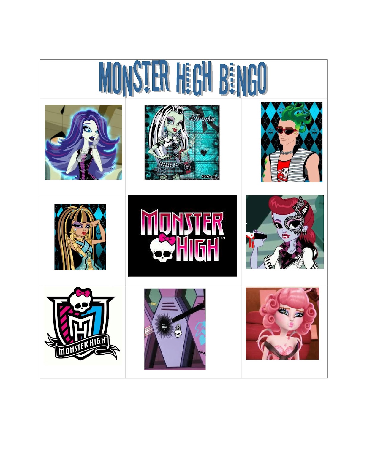 2 Adults 4 Kids 1 Geriatric Dog Chaos Or Fun MONSTER HIGH BINGO 2 Adults 4 Kids 1 Geriatric Dog Chaos Or Fun MONSTER HIGH BINGO