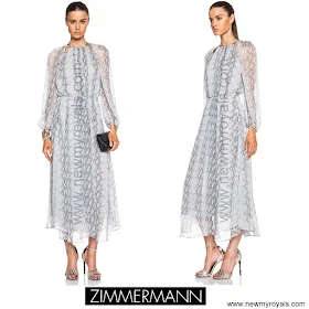 Crown Princess Mary Style ZIMMERMANN Seer Snake Dress and GIANVITO ROSSI Crackled Pumps