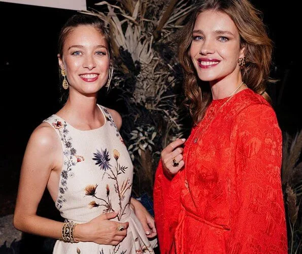 Beatrice Borromeo wore a floral print dress from Christian Dior Spring 2020 ready-to-wear collection