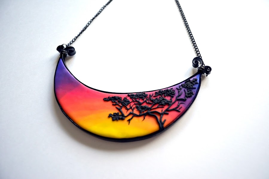 collar atardecer africano arcilla polimérica
