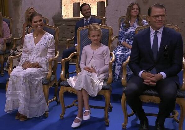 Crown Princess Victoria wore By Malina Iris dress. Crown Princess Victoria, Prince Daniel, Princess Estelle, Prince Carl Philip and Princess Sofia