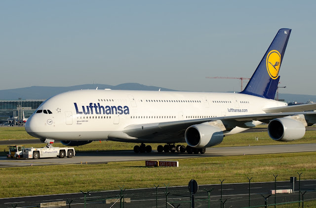 Airbus A380-800 Lufthansa Towed by LEOS