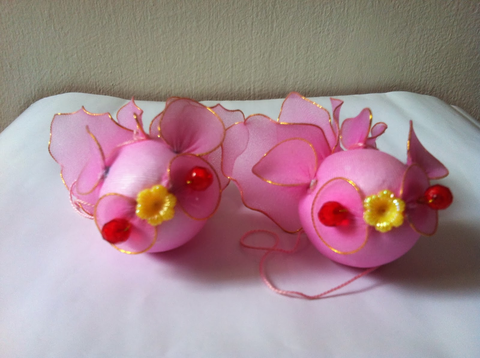 Handmade Stocking Flowers Singapore Art and Craft Pink Gold Fish