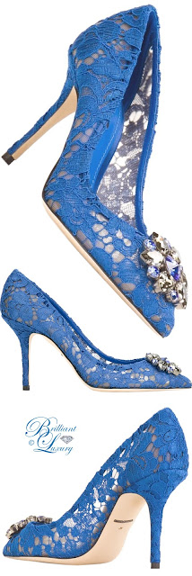 ♦Dolce & Gabbana blue embellished Bellucci pumps #pantone #shoes #blue #brilliantluxury