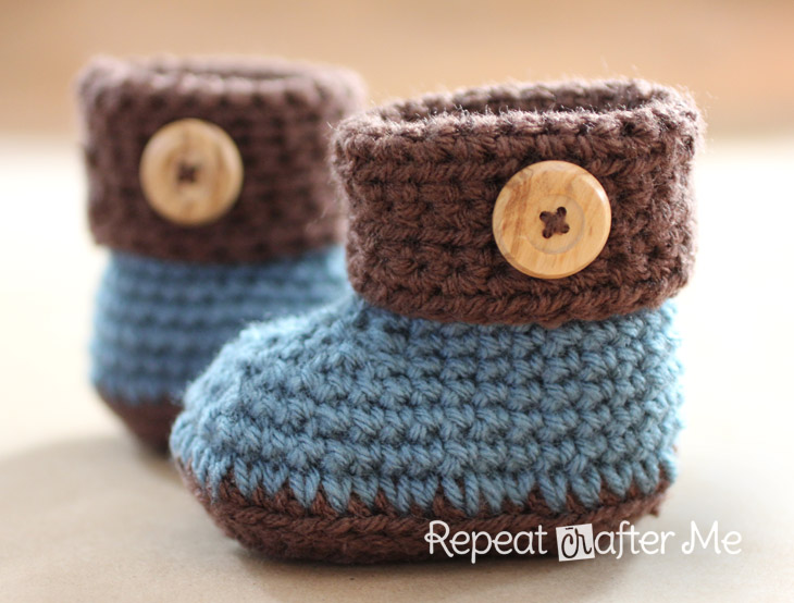 Crochet Cuffed Baby Booties Pattern Repeat Crafter Me