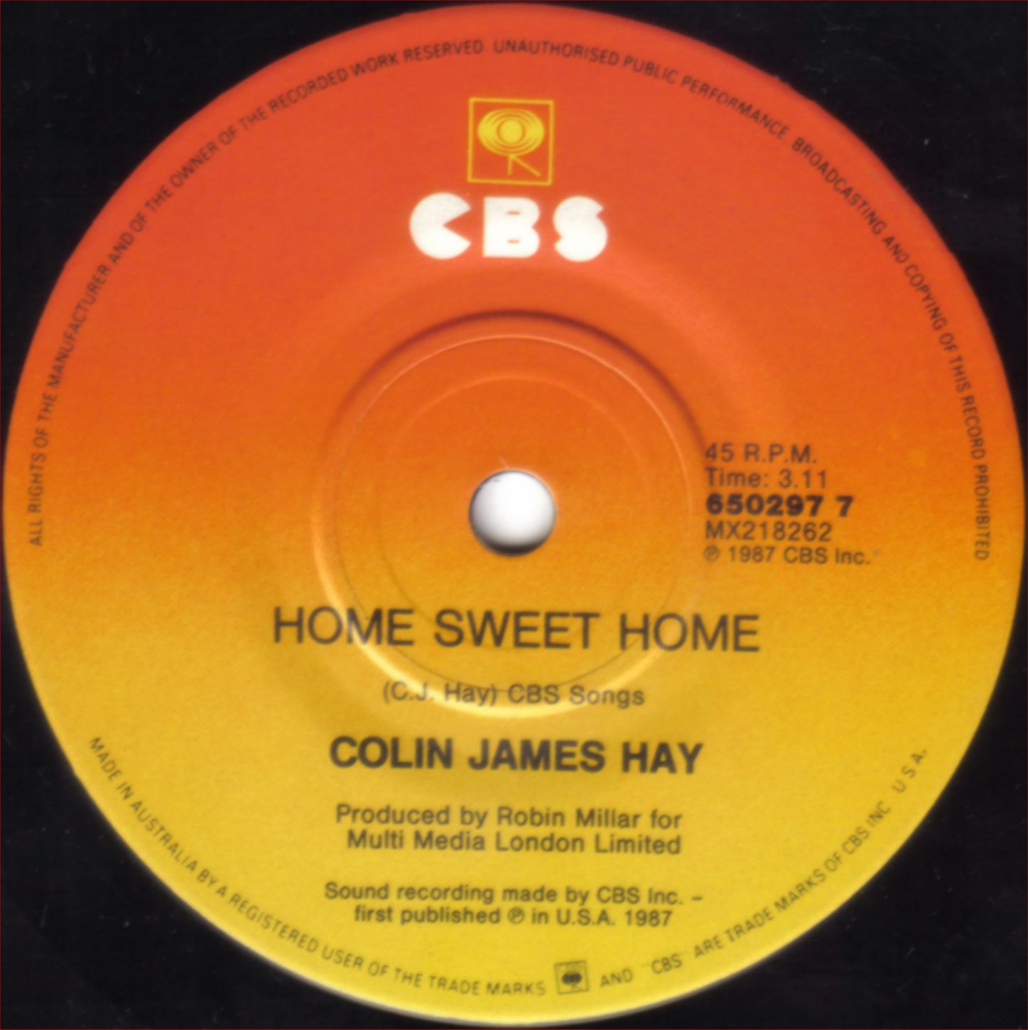 Rock On Vinyl Colin James Hay Looking For Jack (1986) + Bonus Track