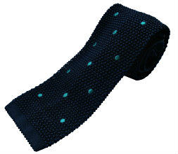Nick Bronson Spot Knitted Tie - Navy with Emerald Spot