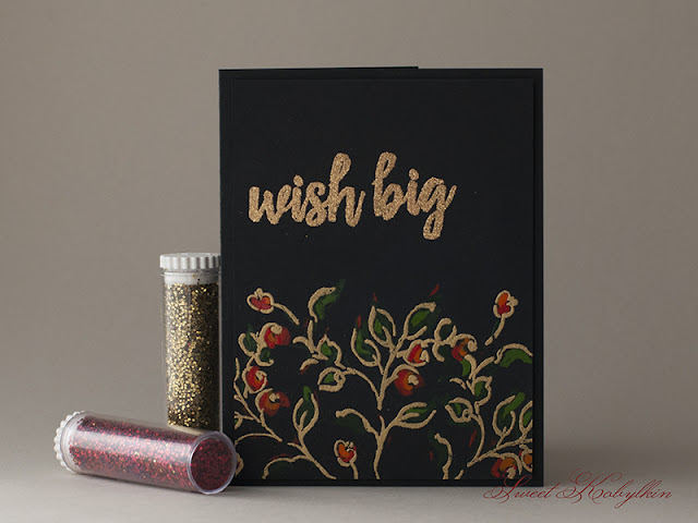 Greeting Card Black with Golden Garden from Altenew by Sweet Kobylkin