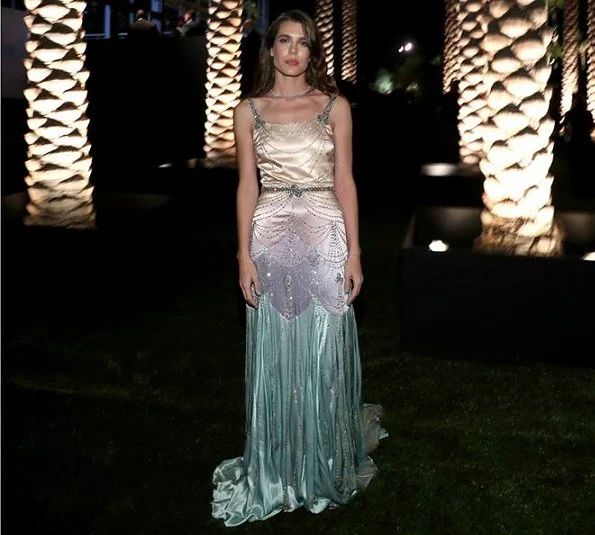 Charlotte Casiraghi of Monaco wore Gucci SS2018 evening dress. Mark Bradford and film maker George Lucas