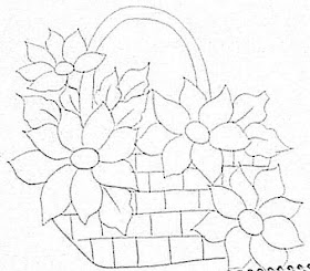 desenho de cesta de girassois para pintar em panos de prato