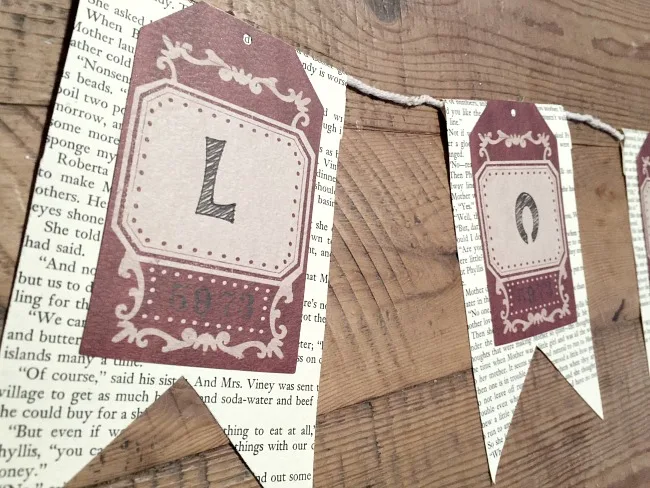 Creating a Valentine Banner from Old Books