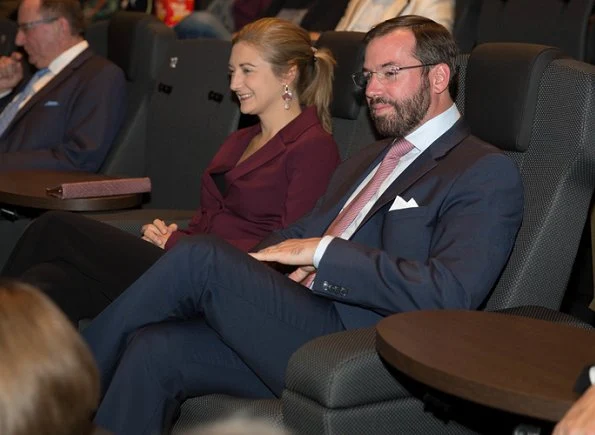 Prince Guillaume and Princess Stephanie attended the premiere of 1000 Joer Buerg Clierf's documentary film at Kinepolis. Prada