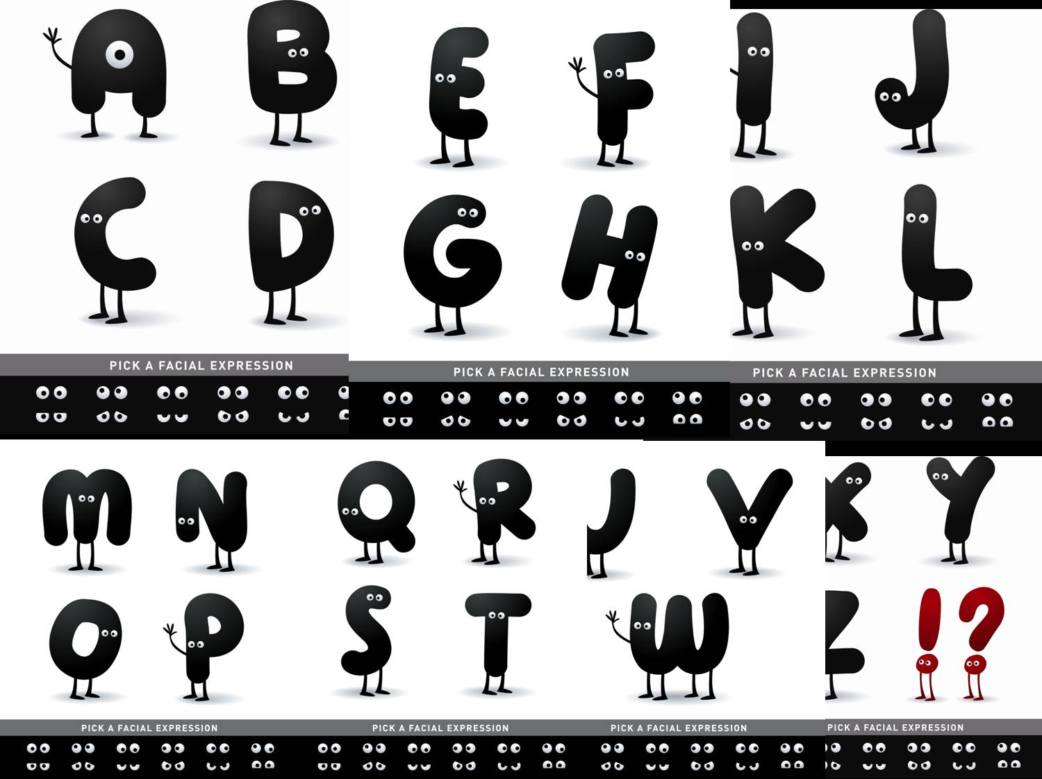 Happy Delicious Stuff: Clip Art - Alphabet with Facial Expression