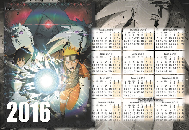 calendario 2016 naruto