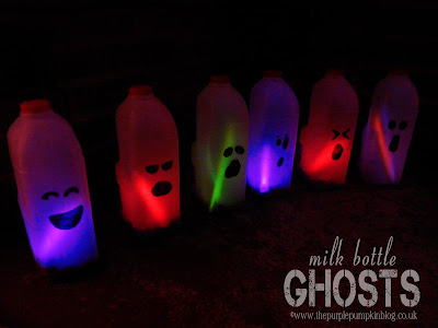 Milk Bottle Ghosts | The Purple Pumpkin Blog