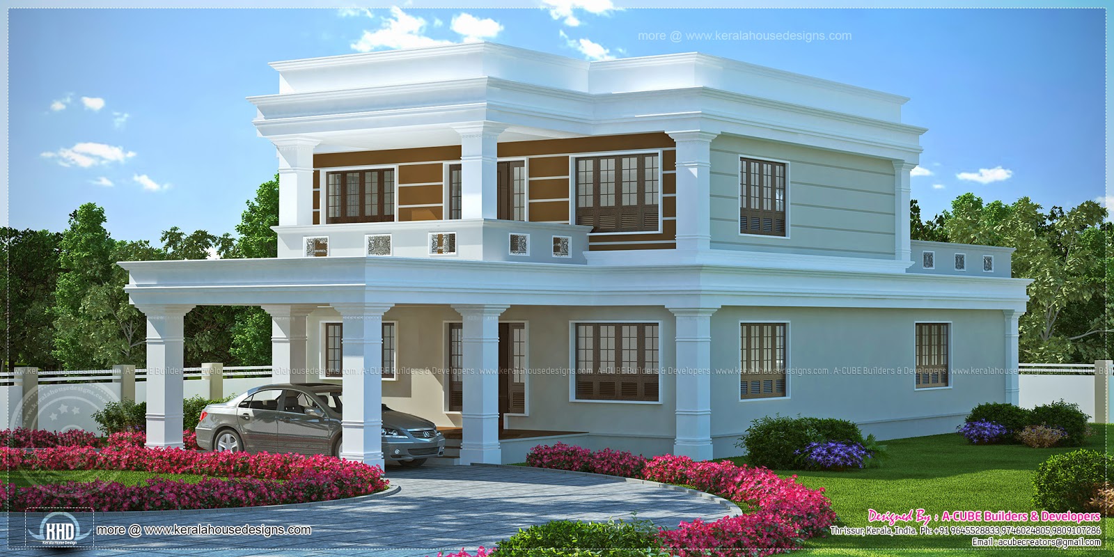 Flat roof 4 bedroom luxury home - Kerala home design and ...