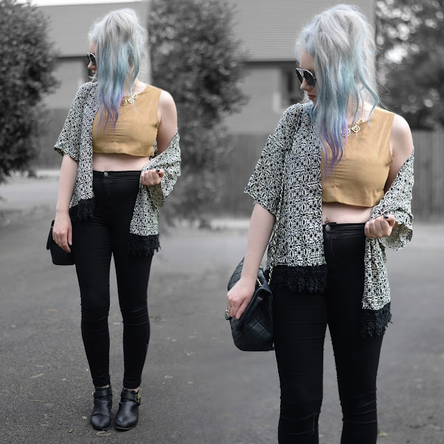 Sammi Jackson - Choies Aztec Kimono + Luxemme Faux Suede Crop