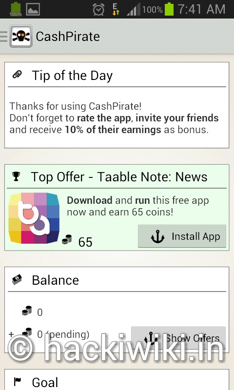 Kiếm tiền trên điện thoại Android CashPirate