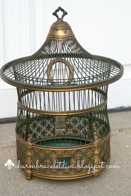 vintage A.B. Hendryx brass art deco pagoda bird cage