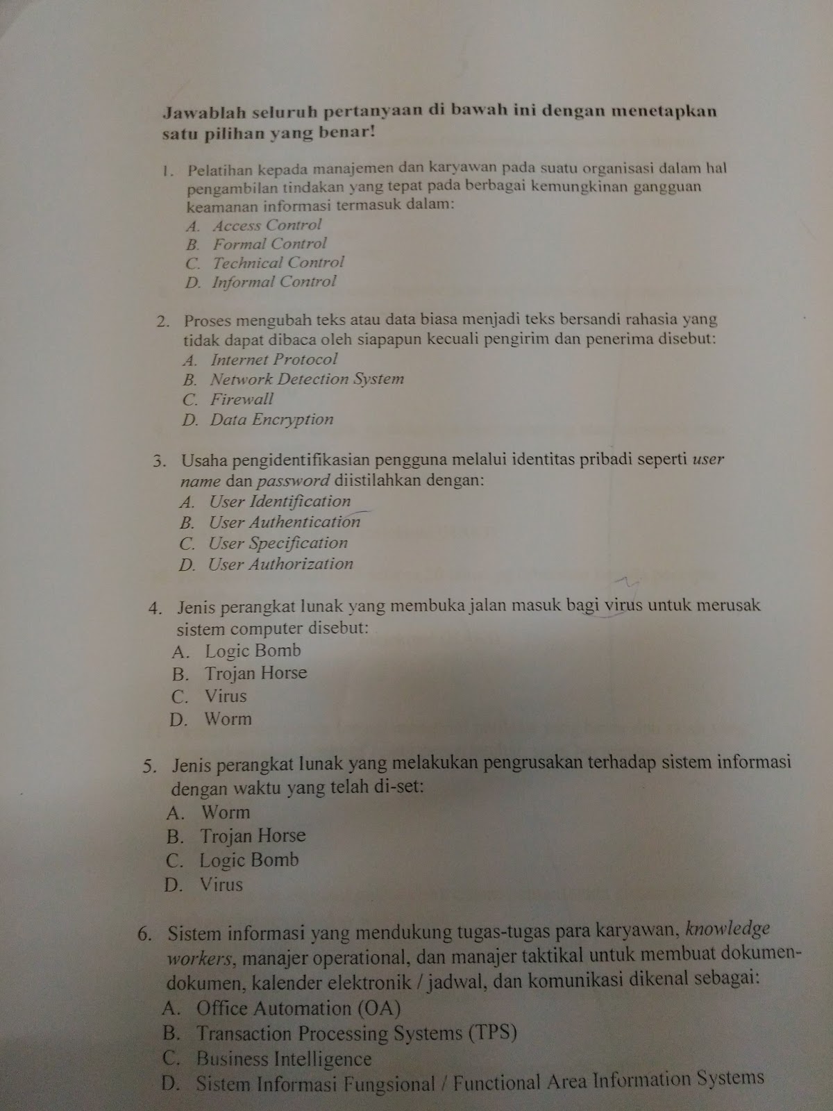 SOAL UAS SIM ( SISTEM INFORMASI MANAJEMEN) 2015/206 Alda