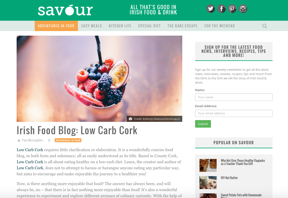 Featured on savour.ie!
