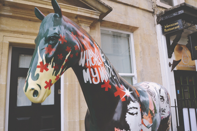 Painted horse statue in Bath