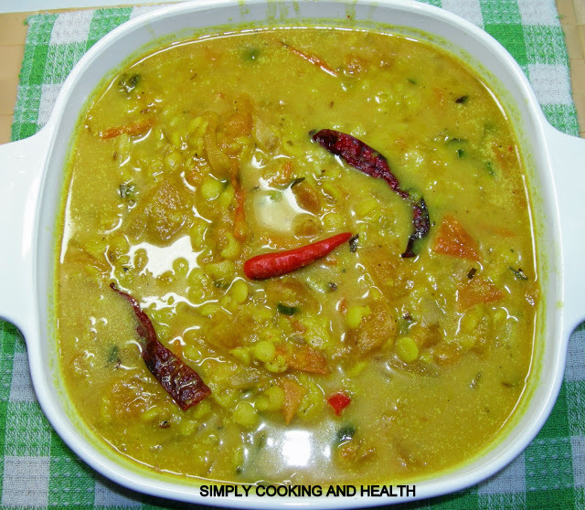 Simply Cooking and Health Split pigeon pea with tomato mild curry