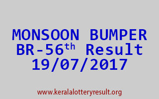 MONSOON BUMPER BR 56 Lottery Result 19-7-2017