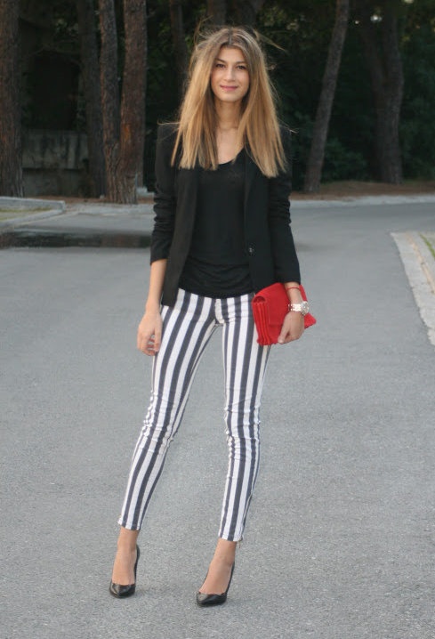 A Trendy Life.: Styling Black & White Vertical Striped Pants.