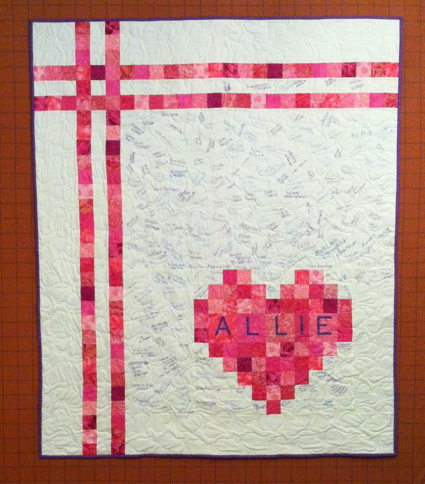 Heart Quilt - 2.5"  squares - Signature Quilt