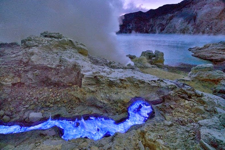Spectacular Neon Blue Lava Pours From Indonesia's Kawah Ijen Volcano At