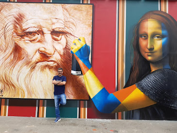 Grafite do Kobra na Exposição Leonardo da Vinci 500 anos de um gênio.