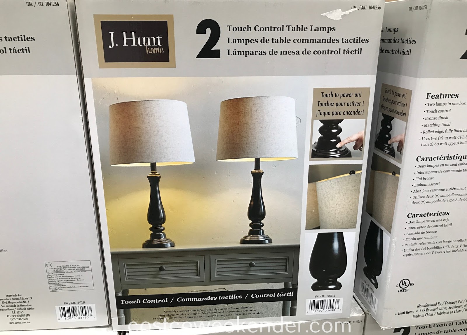 J. Hunt Home Touch Control Table Lamp (set of 2) Costco Weekender