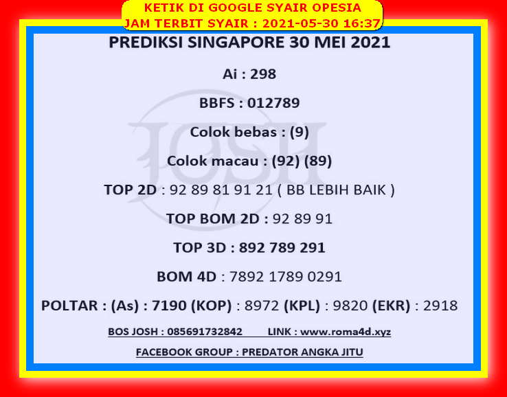 1 New Message Kode Syair Singapore 30 Mei 2021 Forum Syair Togel Hongkong Singapura Sydney