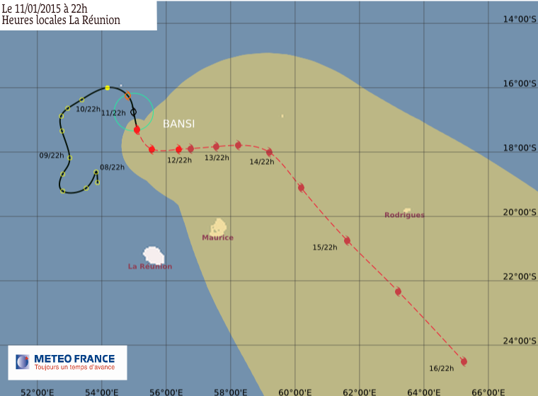 Cyclone tropical Bansi: le point à 22h