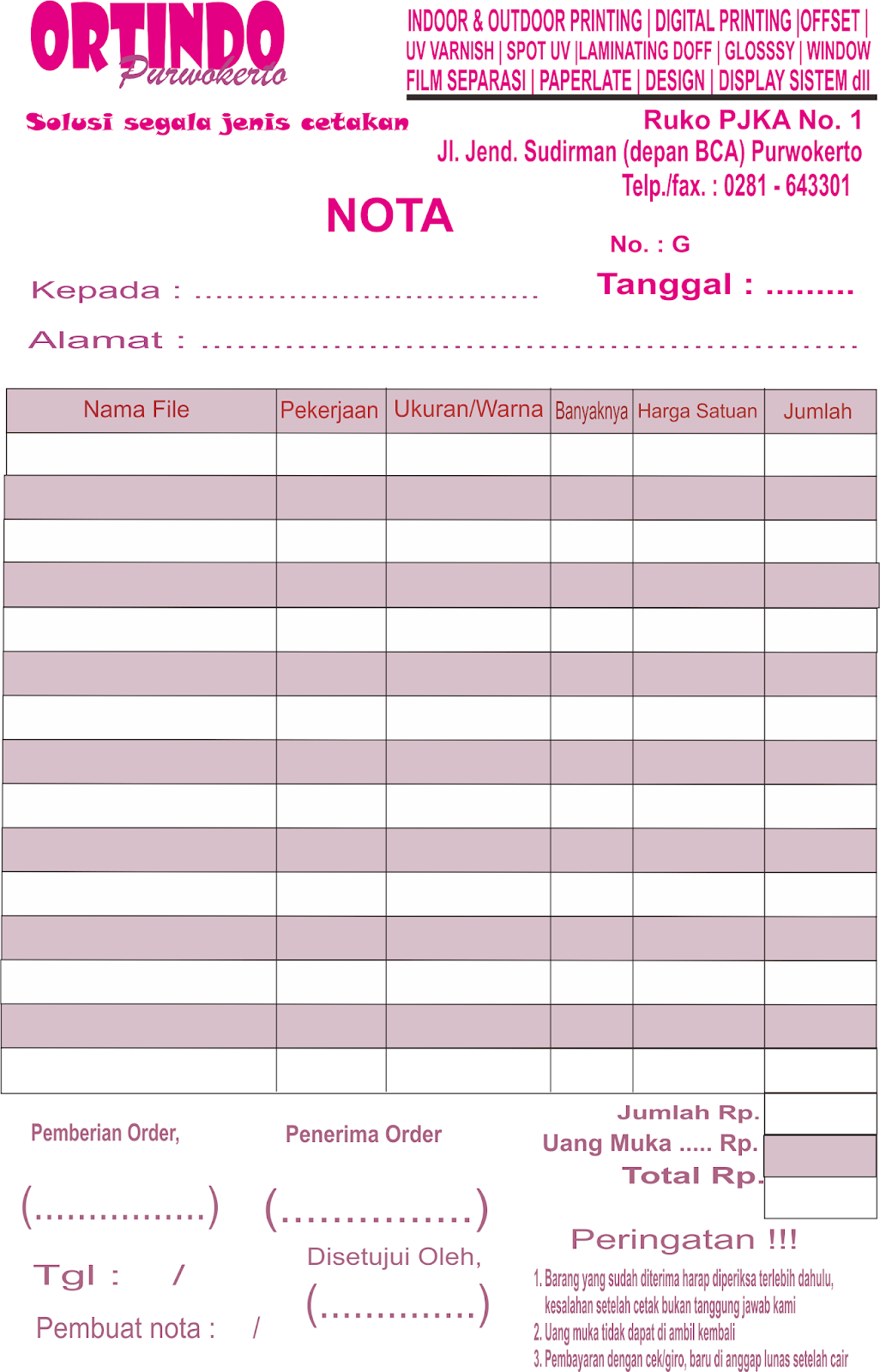 Download Desain Nota Lengkap Format Coreldraw Cdr Desain Free