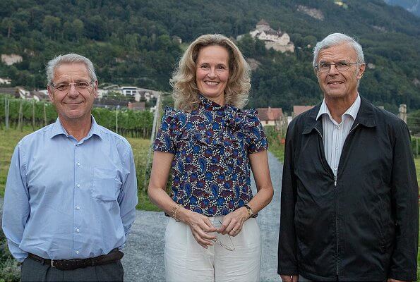 Hereditary Princess Sophie of Liechtenstein attended the 75th anniversary of the Liechtenstein Red Cross. Sophie wore a floral print blouse