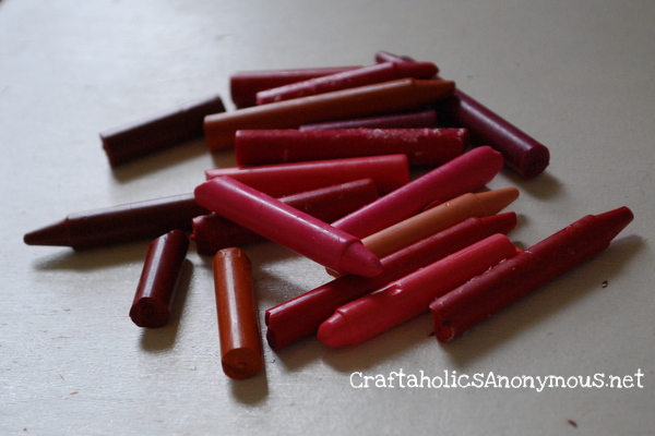 Remove paper from crayons. you can also use candle wax if you wanted.