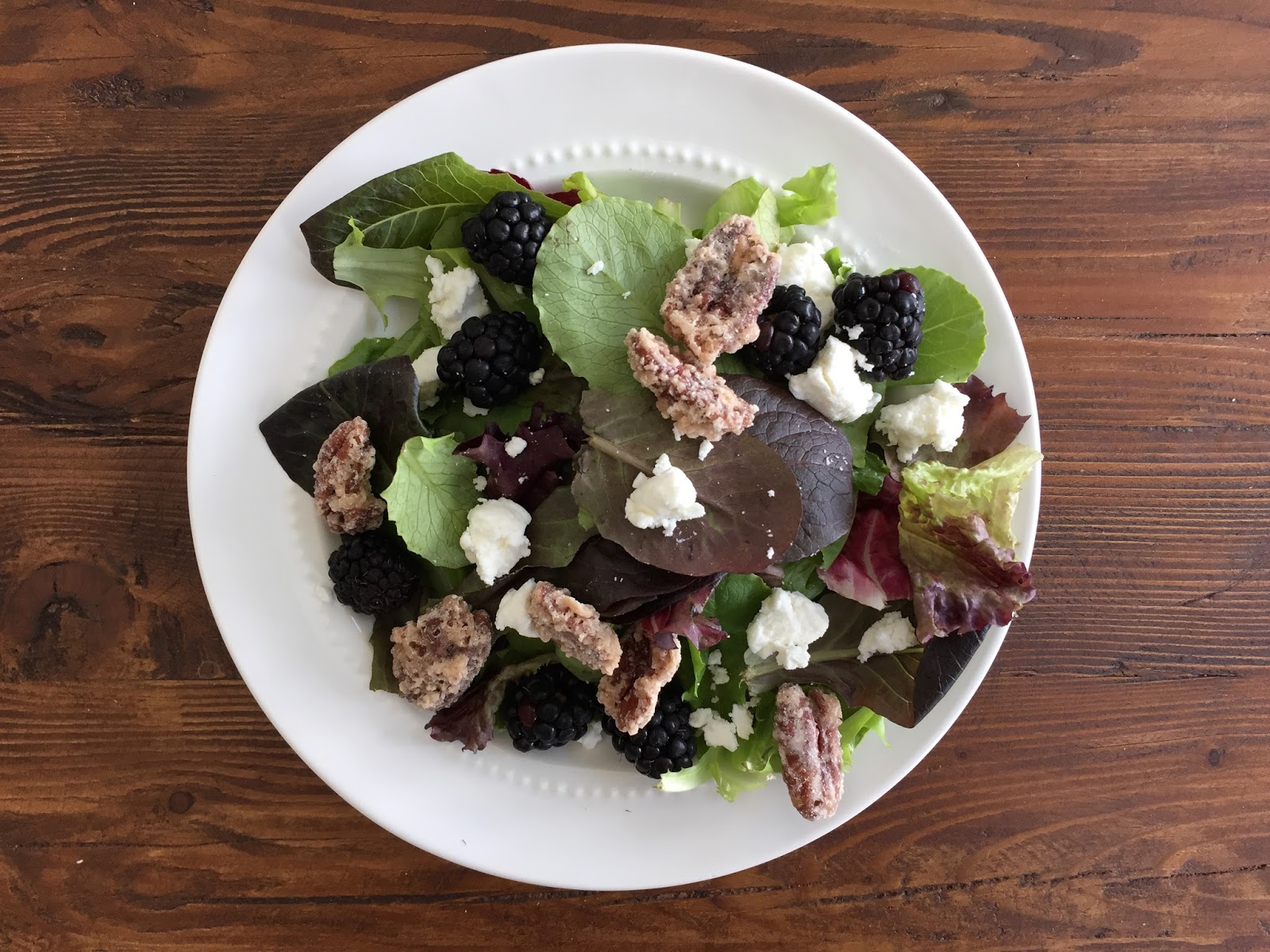 Blackberry & Goat Cheese Salad w/ Candied Pecans
