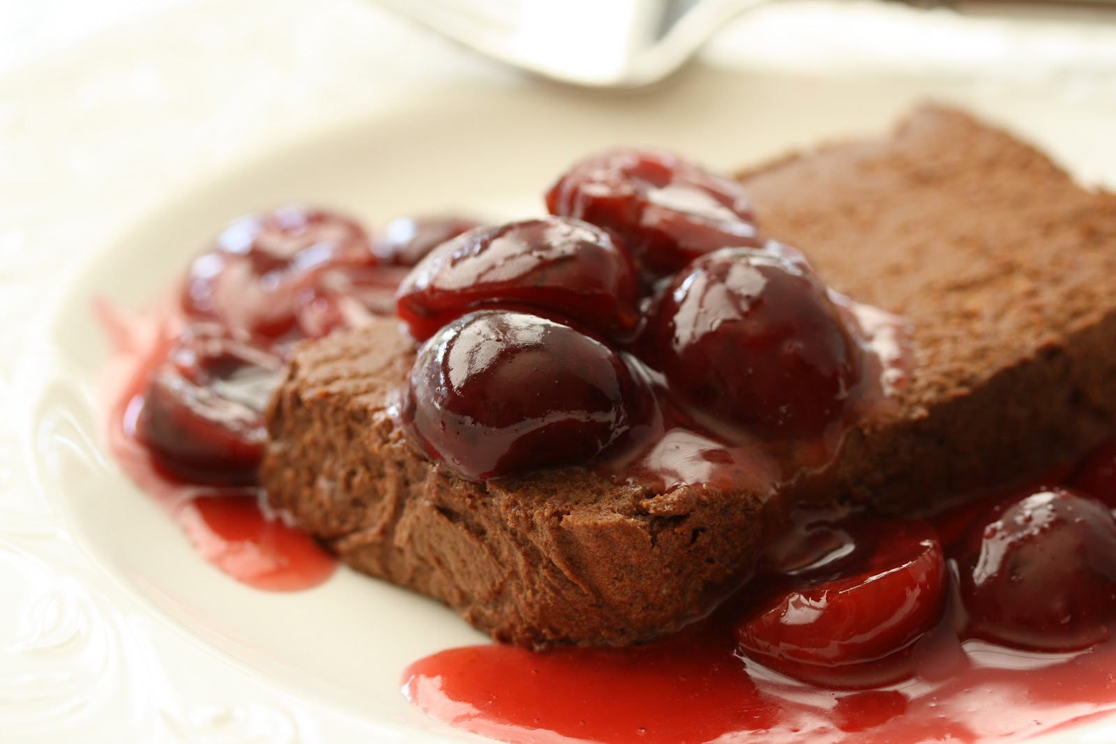 Chocolate Marquise with Fresh Cherry Sauce Saving Room for Dessert