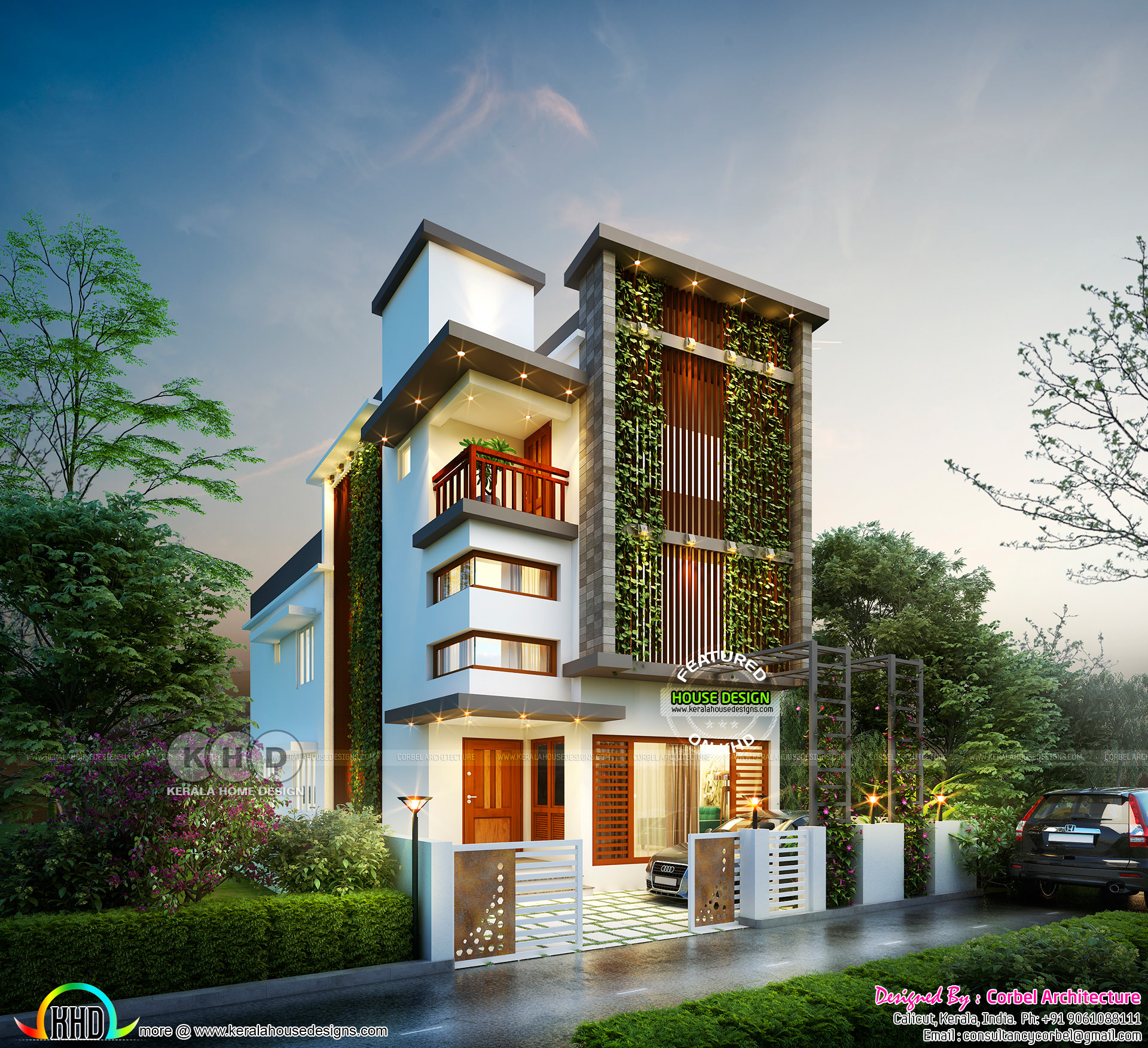  3  storied house  in 3  cents  of land in 1996 sq ft Kerala 