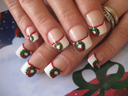 french christmas tip nail tips holiday wreath winter
