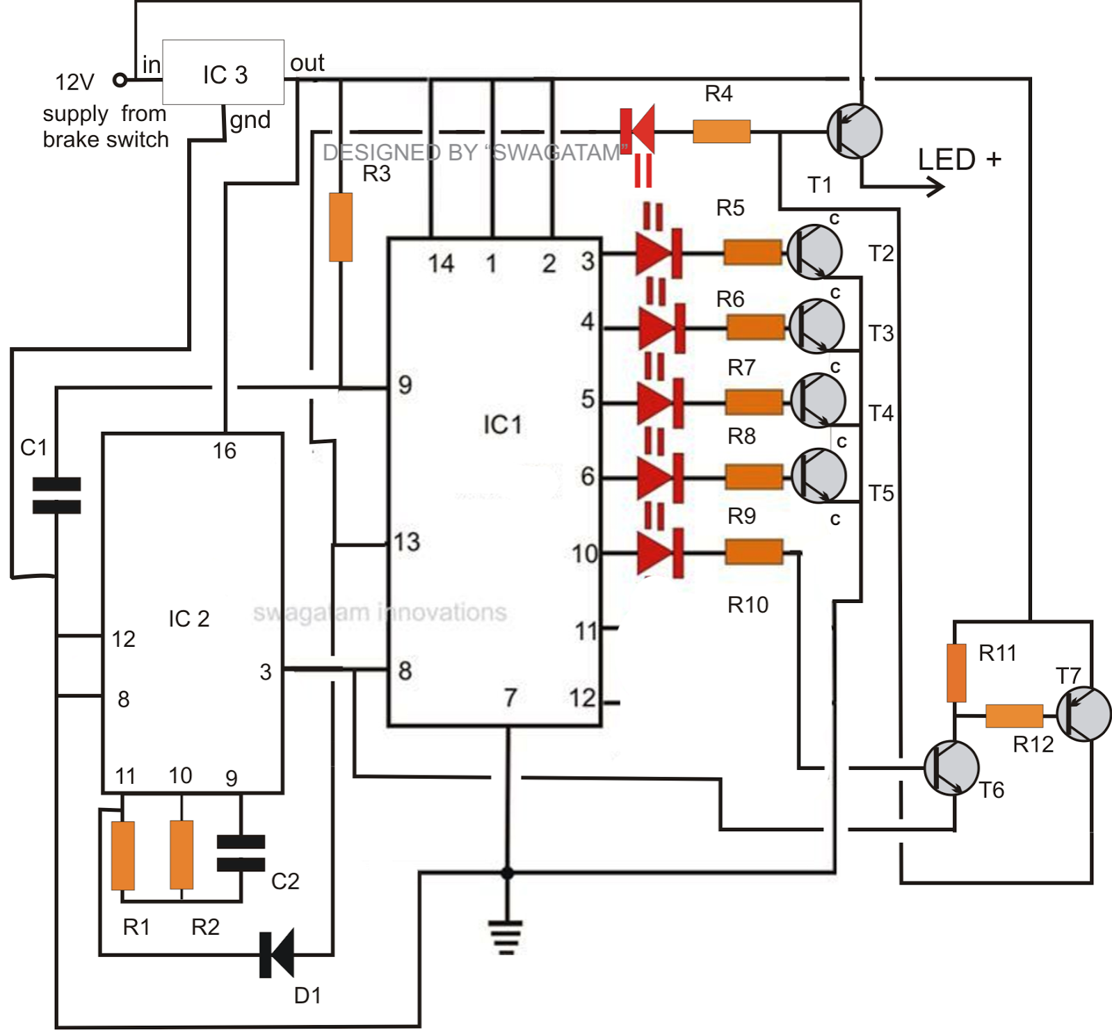 Make this Fancy LED Tail Ring Light Circuit for your Car | Circuit