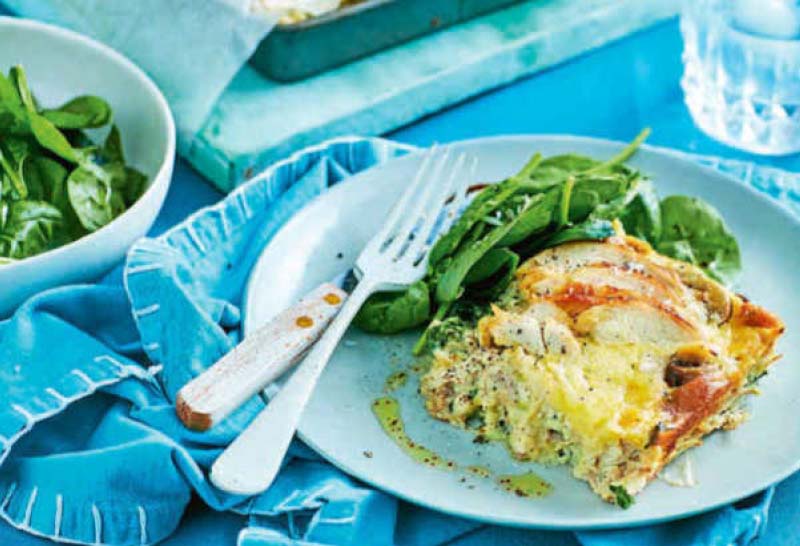 Cheesy Chicken, Mushroom and Leek Slice Recipe - Free Recipe Pedia