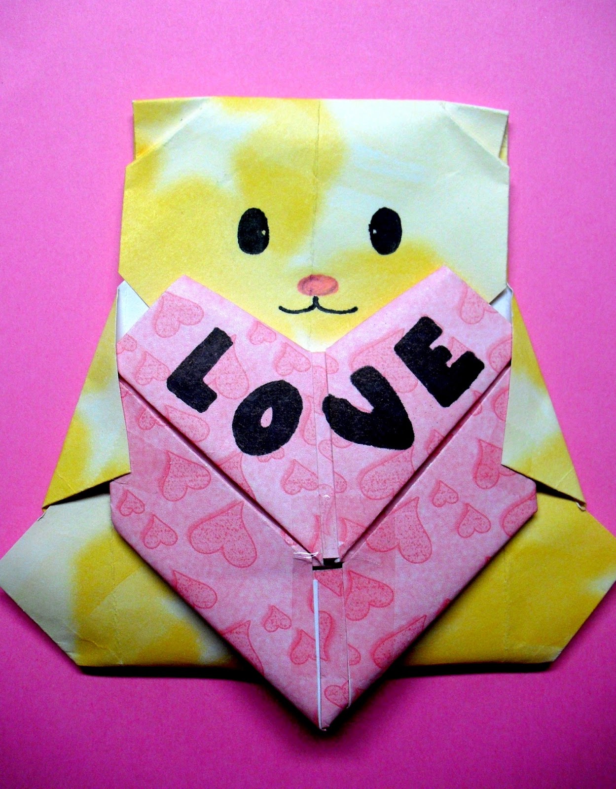 DIY Origami Valentine's Day Gift Bear with Heart
