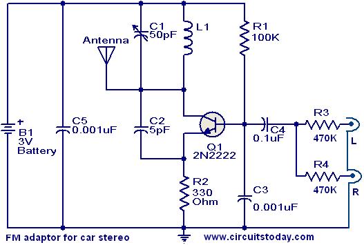 2N2222 FM Adaptor Circuit | audio wiring diagram