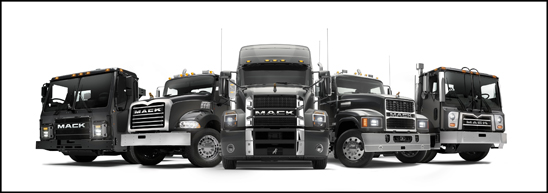 Lineup of Mack Trucks